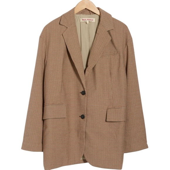 Free People Reggie Oversized Blazer Ginger Combo Plaid Jacket L - Picture 6 of 16